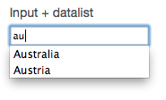 Input plus datalist, typing