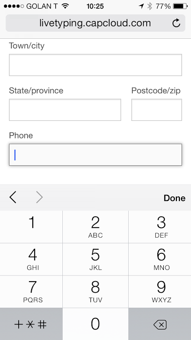 Input of type tel on an iPhone
